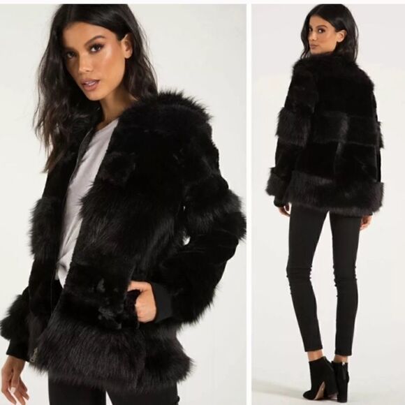n:PHILANTHROPY Black Faux Fur Harlan Jacket - Picture 2 of 5
